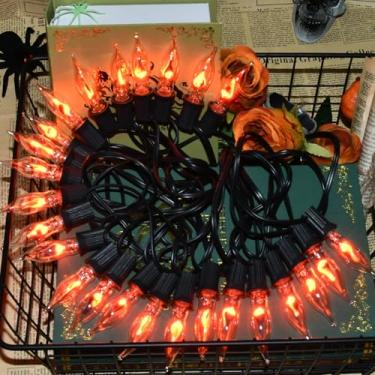 Imagem de Glowzy Decorações De Halloween 8,5 M, Luzes Corda Com Chamas Piscantes, Pacote 29 Lâmpadas Vidro Transparente (4 Sobressalentes), Base E12, Ótima Para Decoração Festas Natal Em Ambientes Internos E