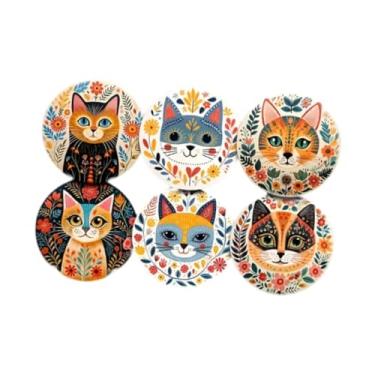 Imagem de WeiLaiKeQi 6 peças de porta-copos de madeira para gatos, porta-copos para bebidas, copos, canecas, copos, proteção de mesa moderna para bar de fazenda