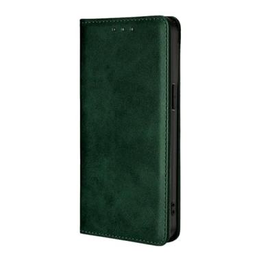 Imagem de LYJSMGZ Capa de couro para iPhone 16E, capa de telefone carteira masculina e feminina, compartimentos para cartões, fecho magnético, capa flip em pé, proteção contra quedas, verde, 16E