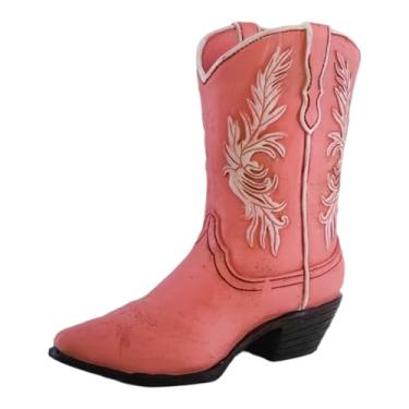 Imagem de XLWLLNJ Vaso decorativo de bota de cowgirl, estatueta de resina, plantador pequeno, decoração para casa, arranjos de flores para, estante de livros, Rosa