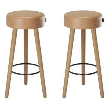 Imagem de Kit 2 Banquetas Alta Londres Banco 70cm para balcão Bar Cozinha Gourme