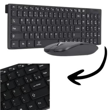 Imagem de Kit Teclado e Mouse Sem Fio Wireless com Receptor USB Branco e Preto (PRETO)