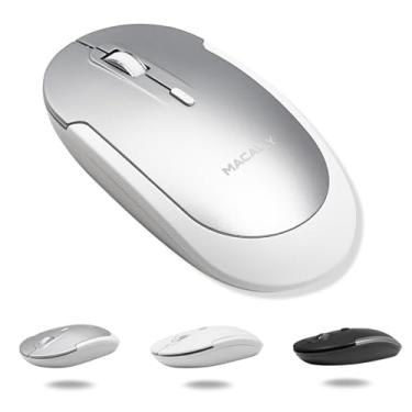 Imagem de Macally Mouse Bluetooth sem fio para Mac, MacBook Pro/Air, iPad e PC - Mouse Apple sem fio compatível confortável e silencioso - prata