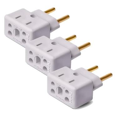 Imagem de Kit 3 Adaptador de Tomada Universal 10A/20A – Padrão Brasileiro para 2 e 3 Pinos – Bivolt 110V/220V – Benjamin Compacto e Reforçado