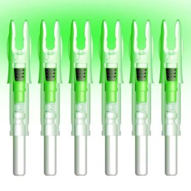 Imagem de Linpeng 6 peças de Nocks iluminados para flechas com Nocks iluminados .165/.204/.233/.244/.246 com interruptor ON/OFF para caça ao arco (verde, H/.591.8 cm)