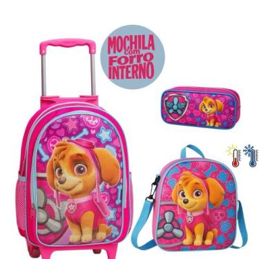 Imagem de Kit Mochila Patrulha Canina Rodinhas + Lancheira Térmica + Estojo - Ma