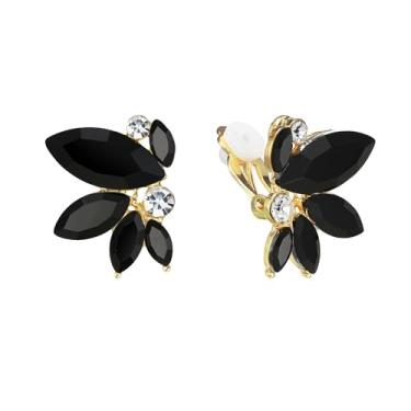 Imagem de Crysdue Brincos de pressão para mulheres, bijuteria de cristal brilhante marquise strass para festa de formatura de casamento, Zinco, Cristal