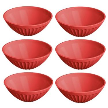 Imagem de Conjunto Bowl Multiuso de Plástico, Design Moderno, Livre de BPA, Utensílio Cozinha, Kit Tigelas, Pote Resistente, P/Salada Frutas Refeição (Kit C/ 6 - Vermelho)