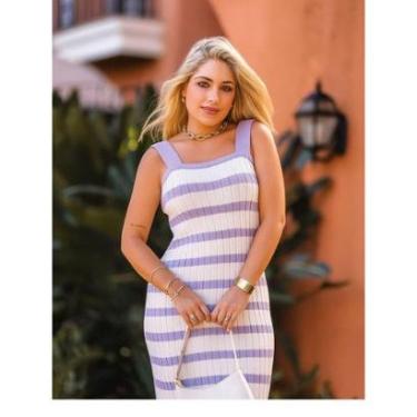 Imagem de Vestido Midi em Tricô Com Alça Listrado-Feminino