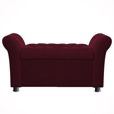 Imagem de Recamier Baú Sapateira Louis 160x Cama Queen Size Suede Vinho - Majú Deor