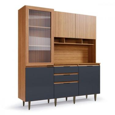 Imagem de Armário de Cozinha Superiore 5 Portas 3 Gavetas Freijó Com Grafite Bat