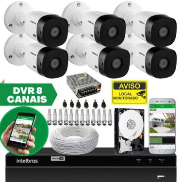 Imagem de Kit CFTV Completo 6 Câmeras HD 20m IR, DVR MHDX 1208 8 Canais e HD 500