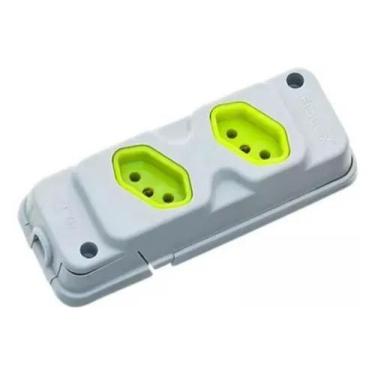 Imagem de Tomada Em Barra Robust 4T 2PT Cinza/Verde Fiolux