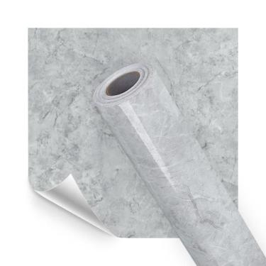 Imagem de Papel Vinilico Adesivo Renovação de Móveis Marmore Prata Fina 5M - Ope