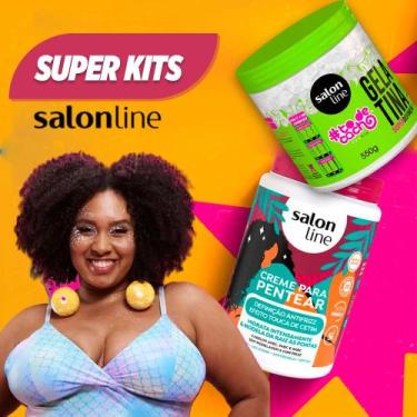 Imagem de Kit Creme De Pentear Salon Line Definição Antifrizz 1kg e Gelatina Sal