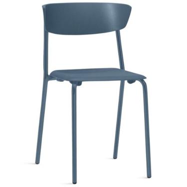 Imagem de Cadeira Empilhável Fixa Atom F02 Base Aço Azul - Lyam Decor