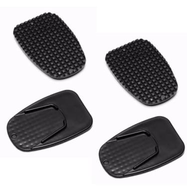 Imagem de 4 peças de almofada preta para suporte lateral de motocicleta - placa de base de plástico antiderrapante, suporte de suporte de estacionamento, ideal para motocicleta e esportes motorizados proteção