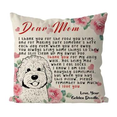 Imagem de Tian Zhun Capas de almofada Goldendoodle Mom Gifts 45,7 x 45,7 cm Best Goldendoodle Mom Fronha Goldendoodle Lover Gifts Farmhouse Fronha de almofada de sofá interno para decoração de sofá de casa
