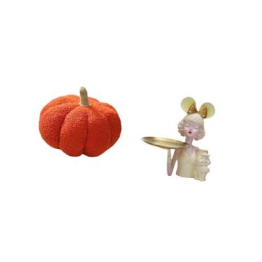 Imagem de Fenteer Almofadas de Abóbora de Halloween E Estátua de com Bandeja para Chaves, Decoração de Arte Moderna, Almofada de Sofá Decorativa de Pelúcia para