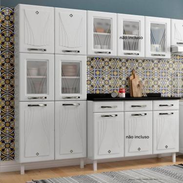 Imagem de Paneleiro Duplo 6 Portas com Vidro Star New Telasul Branco