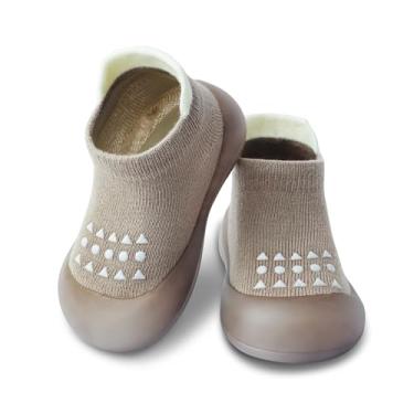 Imagem de Dookeh Sapatos de bebê meninos meninas primeiro caminhada antiderrapante sola macia tênis infantil bebê meia sapatos, A3 - Marrom, 2-3 anos