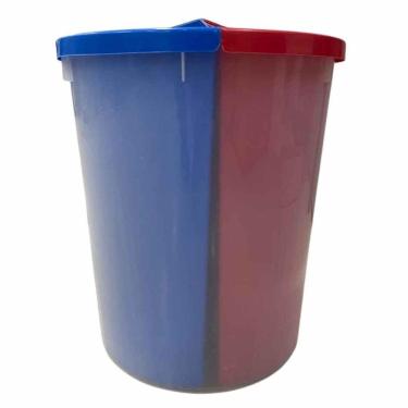 Imagem de Lixeira Com 3 Divisões Mix3 Cores Azul/vermelho E Marron