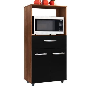 Imagem de Balcão Multiuso Com Nicho 2p 1g Luna Savana Preto Mobbs