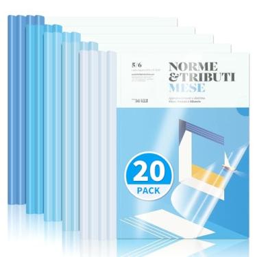 Imagem de WORPSON Pacote com 20, capas de relatório transparentes com barra deslizante, capacidade para 50 folhas – Pastas de apresentação para letras e folhas A4, fichários de currículo e documentos para