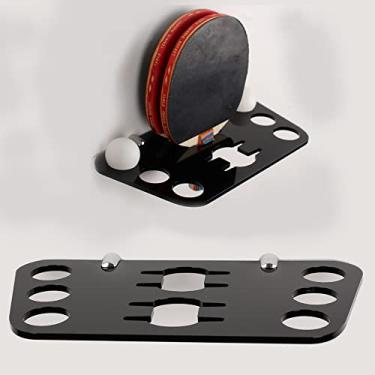Imagem de Suporte de parede para raquete de tênis de mesa de pingue-pongue, para armazenamento de bolas e remo, armazenamento de bolas em bar, sala de jogos, garagem, casa (preto)