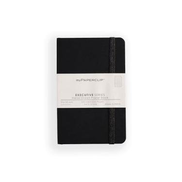 Imagem de myPAPERCLIP Caderno de xadrez pequeno da série executiva/grade quadrada | 192 páginas, 68 g/m2, capa macia, tamanho pequeno (8,9 x 14 cm) | Tela plana | Marcador de página e fecho elástico | Preto