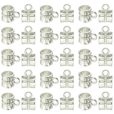 Imagem de PATIKIL 120 peças de miçangas, espaçador de contas, fecho de fiança, tubo de liga metálica, tubo solto, anel de gancho, conectores com pingente de laço para fazer joias, pulseira, colar, prata