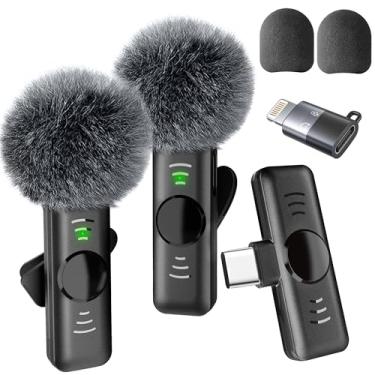 Imagem de Lumasphere Microfone de lapela sem fio pacote com 2 microfones pequenos de lapela para iPhone Android com redução de ruído Lavalier Lapela, microfones para entrevista, podcast, YouTube, TikTok, Vlog
