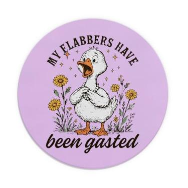 Imagem de TFKFJLF Mouse pad engraçado silly goose floral pequeno redondo para mesa, tapete de mouse kawaii anime fofo, presentes de ganso acessórios de mesa, presentes de escritório para colegas de trabalho