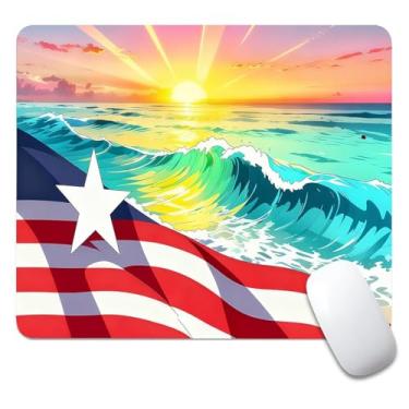 Imagem de CANFLASHION Mouse pad quadrado, mouse pad pequeno personalizado com designs, base de borracha antiderrapante para jogos para computadores, laptop, escritório, 240 mm x 200 mm x 3 mm, bandeira