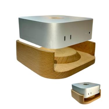 Imagem de LICHIL Suporte M4 Mac mini, suporte de mesa de madeira para Mac mini M4 e M4 Pro, fácil acesso ao botão de energia e resfriamento aprimorado, acessórios Mac (branco natural)