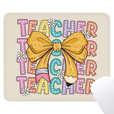 Imagem de Noaleviax Best Teacher Mouse Pad - Materiais de presentes para professores, decoração de mesa, base de borracha antiderrapante quadrada à prova d'água fofa para escola de jardim de infância para