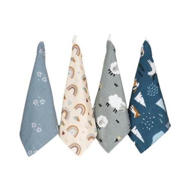 Imagem de Toalhas De Musselina Para Bebês, Pacote Com 4 Peças, 100% Algodão, Res