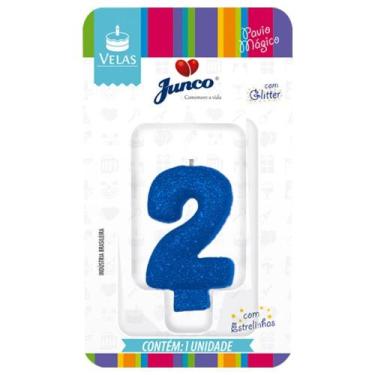 Imagem de Vela Aniversario Live Colors Com Gliter Azul N2 Junco