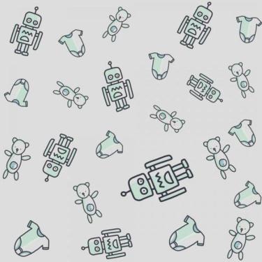 Imagem de Papel De Parede Infantil Robô Ursinho Baby