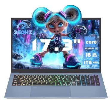 Imagem de Svikou Laptop azul FHD IPS de 17,3 polegadas, Core i5-1038NG7,16GB RAM 1T SSD, laptop Win 11 Pro, gráficos tel Iris Plus, impressão digital, teclado colorido retroiluminado, teclado numérico, tipo-C