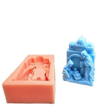 Imagem de Molde de silicone para vela, molde de cera de presépio decorativo em relevo 3D, molde de gesso de resina da família sagrada, faça você mesmo, presentes para membros da família, decoração de mesa