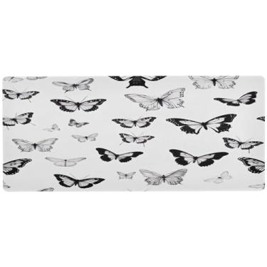 Imagem de Wassud Butterflies Mouse Pad Gaming com base de borracha antiderrapante, mouse pad longo com borda costurada, impermeável grande mesa pad para escritório, casa, 80 cm x 39,9 cm