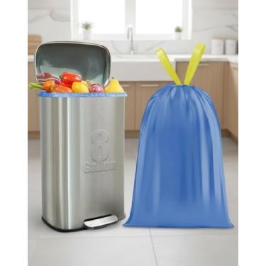 Imagem de Sacos de lixo para lixeiras de 8 galões, sacos de lixo de cozinha com cordão, azul, 30 sacos