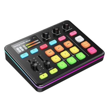 Imagem de Tangxi Mixer de áudio para Jogos, Placa de Placa de Som RGB Ao Com Interface de Microfone XLR, Bluetooth, Alimentação de 48 V, Trocador de Voz para Transmissão Ao, Podcasting
