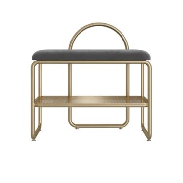 Imagem de Armários para sapatos com prateleiras para sapatos Banco de sapatos, banco armazenamento, bancos, sapateira estável com assento acolchoado, prateleira para entrada, sala estar(Gray,80cm)