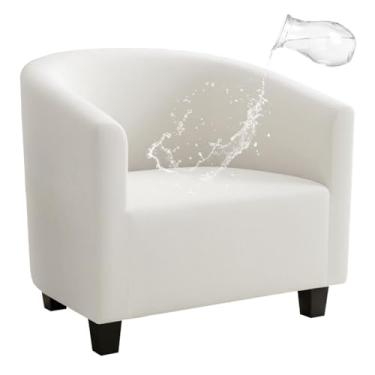 Imagem de NICEEC Capa branca para cadeira de clube, elastano elástico, capa para cadeira de banheira, repelente de água, capa macia para poltrona, protetor de móveis removível para sala de estar