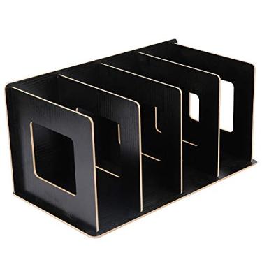 Imagem de Mingzhe Estante de Mesa de Madeira para Estudantes Suporte para Revistas Armazenamento DVD (Preta)