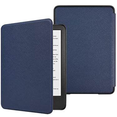 Imagem de Capa para Kindle 15.2 cm (11ª geração, versão 2024/2022), couro PU premium, ultrafina, leve, inteligente, protetora, durável, com função hibernar automático, azul marinho