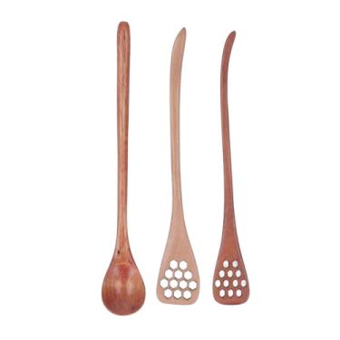 Imagem de Cryfokt Vara de Madeira para Mel, Requintadamente Esculpida para Mel, Xarope de Bordo, Caramelo, 3 Peças, Alça Longa para Cozinha Doméstica