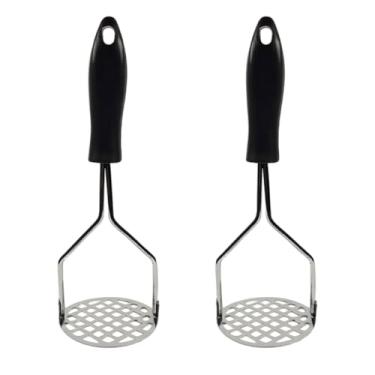 Imagem de KIT 2 Amassadores de Batatas Legumes Frutas Manual de Aço Inox com Cabo Ergonômico Térmico Revestido de Plástico - MELLUZ